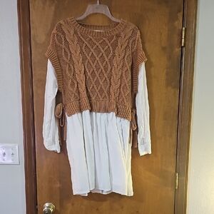 Altar'd State Tan Cable Knit Sweater